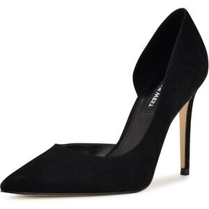 Nine West Women Black Suede Polyurethane Closed Pointed Toe Heels Pumps